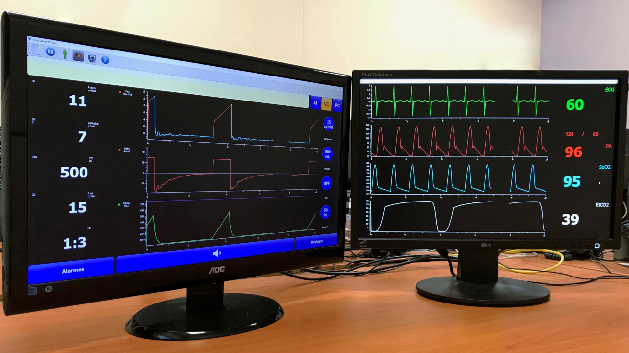 Application de formation au réglage d'un respirateur artificiel VentiSim